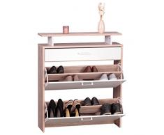 WOHNLING Schuhschrank MDF Sonoma Eiche 80 cm breit Schuhregal Design Schuh-Kommode modern Sideboard stylisch Schuhablage schmal Flurmöbel platzsparend rechteckig Schuhkipper zweifarbig geschlossen