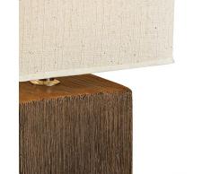 Tischlampe mit Keramik-Fuß und Stoff-Schirm (Nachttischleuchte, Höhe 28,5 cm, braun-beige)