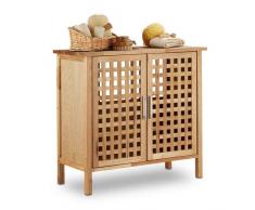 Relaxdays Waschbeckenunterschrank Walnuss HBT: 61x 66 x 29 cm Waschbeckenschrank robust und widerstandsfähig Bad Unterschrank fürs Waschbecken oder den Waschtisch helles Holz, natur