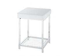 Sanwood 9334100 Badhocker mit gepolsterter Sitzfläche, Sitzhocker Ablagefläche, Edelstahl-Optik, Metall, chrom/weiÃ, 33.0 x 33.0 x 47.0 cm