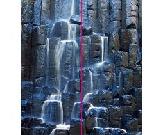 plateART Eck Duschrückwand, Rückwand Dusche Alu,Fliesenspiegel, Fliesen, Basalt Prismen Wasserfall