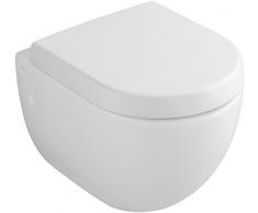 Villeroy & Boch Wand WC (ohne Deckel) Flachspüler Subway hänge WC Abgang waagerecht weiß alpin mit Ceramikplusbeschichtung, 660310R1