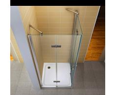 Eckdusche, Eckeinstieg Duschkabine aus ESG Sicherheitsglas #851 ALLE GROESSEN (85x85 cm ohne Duschwanne)