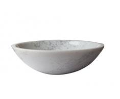 Waschbecken Waschschale Material 100% Naturstein, Aufsatzwaschbecken Handwaschbecken Marmor/Granit, rund, Farbe: weiß mit Musterung, Durchmesser 33cm