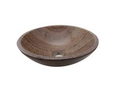Waschbecken Waschschale Material 100% Marmor, Aufstazwaschbecken Handwaschbecken Naturstein, rund, Farbe: Braun mit Maserung, Durchmesser 33cm