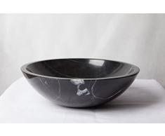 Waschbecken Waschschale Material 100% Naturstein, Aufsatzwaschbecken Handwaschbecken Marmor/Granit, rund, Farbe: schwarz, Durchmesser 35 cm