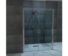 Design Glas Eckdusche mit Pendeltür | Lotuseffekt | 80 x 195cm + Seitenwand 80 x 195cm