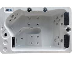perfect-spa Whirlpool "Cleveland" Indoor / Outdoor Whirlpools Aussenwhirlpool Jacuzzi Hot Tub Spa Außenwhirlpool Baboa Steuerung (Wanne SkyWhite, Außenverkleidung Schwarz)