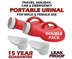 Unisex TRAGBARES URINAL – AuslaufSICHER – Drehverschluss – Toll für Kinder, Ältere, im Auto behalten während der Reise oder im Urlaub (2 Urinale - Rot)