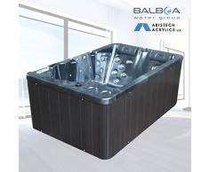 perfect-spa Whirlpool "Cleveland" Indoor / Outdoor Whirlpools Aussenwhirlpool Jacuzzi Hot Tub Spa Außenwhirlpool Balboa Steuerung (Wanne SkyBlack, Außenverkleidung Schwarz)