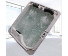 perfect-spa Whirlpool "Long Beach" Indoor / Outdoor Whirlpools Aussenwhirlpool Jacuzzi Hot Tub Spa Außenwhirlpool Baboa Steuerung (Wanne SkyWhite, Außenverkleidung Schwarz)