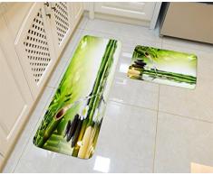 A.Monamour Badematten Badteppiche Badvorleger Yoga Zen Meditation Idee Grün Bambus Wasser Natürliche Landschaft Umweltfreundliche Druck Flanell Skid-Resistent Bad Teppiche Matten Boden Teppiche Für Schlafzimmer 40X120cm / 16 X48