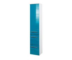 Held Möbel 219.2086 Rimini Midischrank 1-türig, 2 Schubkästen, 2 Einlegeböden, 25 x 130 x 27 cm, hochglanz türkis / weiß