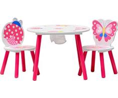 IB-Style - Kindersitzgruppe Truhenbank Spielgruppe PAPILLON | 6 Kombinationen | Set: 1 Tisch + 2 Stühle - Stuhl Truhenbank Kindermöbel Tisch Kindertisch Kinderstuhl Tafel Standtafel Kinderregal