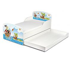Leomark KINDERBETT 140x70 mit Schublade Funktionsbett Einzelbett mit Matratze 140x70 Sehr Einfache Montage Farbe PIRATEN, Bettkasten