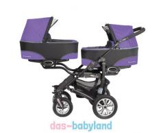 BabyActive Twinni 3in1 Zwillingskinderwagen Geschwisterwagen Zwillingsbuggy 2x Babyschale - Nr.05 Ultraviolet