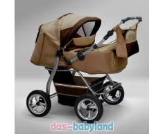Akjax Gemini Zwillingskinderwagen - Geschwisterwagen - Zwillingsbuggy - Nr.18 cappuccino / braun