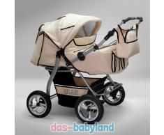 Akjax Gemini Zwillingskinderwagen - Geschwisterwagen - Zwillingsbuggy - Babyschale - Nr.26 beige / beige
