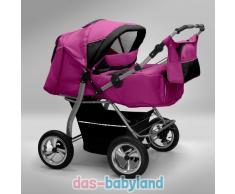 Akjax Gemini Zwillingskinderwagen - Geschwisterwagen - Zwillingsbuggy - Nr.21 pink / schwarz