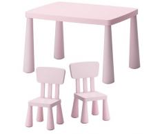 IKEA Kinderstühle & Kindertisch Mammut Kindersitzgruppe für drinnen und draußen - aus robustem Kunststoff - hell-rosa