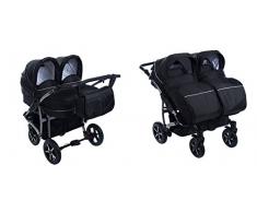 Clamaro 3 in 1 Gemini 2016 Kombi Zwillingskinderwagen System mit 2x Babywanne, 2x Buggy, 2x Maxi-Cosi Babyschale Autositz (Isofix), schwarz