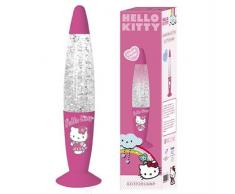 HKL0040 Rosa Hello Kitty Glitzer Lavalampe mit Silber Glitzer | Höhe: 34 cm | klare Flüssigkeit, silber Glitzer | Leuchte Glitzerleuchte Kinderlampe
