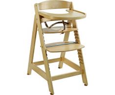 roba Treppenhochstuhl Sit Up MAXI, extragrosser Holz Hochstuhl inkl Essbrett und Bügel, mitwachsend vom Babyhochstuhl bis zum Jugendstuhl, natur