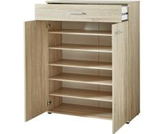 Germania 3675-84 Schuhschrank mit Platz für ca. 30 Paar Schuhe, in Sonoma-Eiche-Nachbildung, 89 x 120 x 37 cm (BxHxT)
