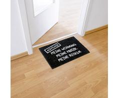 Relaxdays FuÃmatte Kokos MEINE WOHNUNG 40 x 60 cm Kokosmatte mit rutschfestem PVC Boden FuÃabtreter aus Kokosfaser als Schmutzfangmatte und Sauberlaufmatte FuÃabstreifer für AuÃen und Innen, schwarz