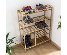 Relaxdays Bambus Schuhregal H x B x T: ca. 96 x 68,5 x 26 cm Schuhschrank mit praktischem Stiefelfach und 5 Ablagen für Ihre Schuhpaare zur Schuhaufbewahrung aus Holz als stabiles Regal, natur