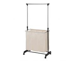 JUSThome WU-25 Rollgarderobe Kleiderständer Rollkleiderständer (BxTxH): 83x43x93-168 cm Schwarz Beige
