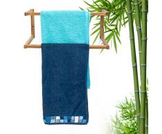 Relaxdays Wandhandtuchhalter Bambus mit 2 Handtuchstangen HBT 19 x 44 x 20 cm Handtuchhalter zur Wandmontage als Wandgarderobe oder Kleiderstange im Bad als Alternative zum Herrendiener, natur