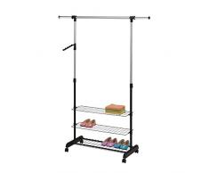 JUSThome WU-24 Rollgarderobe Kleiderständer Rollkleiderständer (BxTxH): 83-147x43x101-168 cm Schwarz