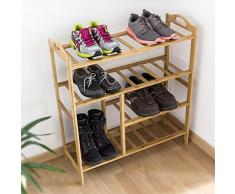 Relaxdays Bambus Schuhregal H x B x T: ca. 56 x 68,5 x 26 cm Schuhschrank mit praktischem Stiefelfach und 4 Ablagen für Ihre Schuhpaare zur Schuhaufbewahrung aus Holz als stabiles Regal, natur
