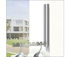 Klapphaken Luxor Grau - 4er-Set - für Balkon, Terasse und Wohnbereiche - platzsparend, modern, stabil, Klapp-Haken aus Edelstahl, Gehäuse Aluminium pulverbeschichtet
