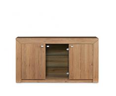 KONSIMO - CALDO, Kommode, Vitrine, BxHxT: 150x80x42cm, Profi Lieferservice!, modern, Kommode, Sideboard, Glasvitrine, LED Beleuchtung, Dielenkommode, Eiche Natura Nachbildung