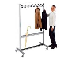Reihengarderobenständer - HxBxT 1700 x 1000 x 550 mm, 16 Mantel- und 16 Huthaken mit Schirmhalter - Garderobe Garderoben-System Garderoben-Systeme Jackenständer Garderobensystem Rollgarderobe Rollgarderoben Rollkleiderständer