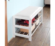 SoBuy Schuhbank,Sitzbank,Schuhregal, Schuhtruhe,Badregal mit 2 Böden,FSR21-W