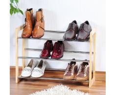 Kesper 69704 / Schuhregal aus Kiefernholz, ausziehbar, dreistöckig, MaÃe: 64 cm - 118 cm, Breite: 46 cm,Höhe: 22 cm