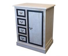 Holz Kommode mit 4 Schubladen Schubladenschrank Nachtschrank MDF Natur Holzschrank 76x60x40cm Dekorative Aufbewahrung Badschrank Badezimmerschrank Flurschrank Dielenkommode