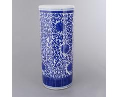 Porzellan Schirmständer / Regenschirmständer / Schirmhalter / Ständer 56cm Floral in blau/weiss