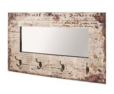 HAKU Wandgarderobe mit Spiegel und 4 Haken Vintage 89943 Bunt 1