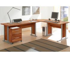 Arbeitszimmer komplett Büromöbel Komplettset mit großem Schreibtisch / Winkelschreibtisch in Walnuss / Nußbaum
