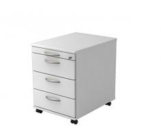 Rollcontainer DR-Büro - 42,8 x 58 x 59 - Roll Container in 7 Farben - 3 Schubladen - abschließbar, Farbe Büromöbel:Weiss