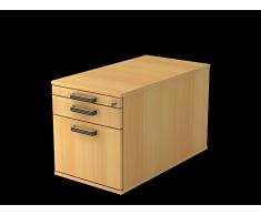 Rollcontainer 80cm,1 Schub, 1 Hängeregister,Schloß,Streifengriff, Buche