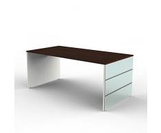 Büromöbel Set LUGANO257 Wenge Nachbildung, weiß, Glas-Applikationen