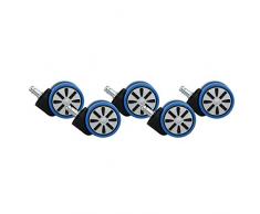 AMSTYLE Hartbodenrollen 5er Set Rollen für Bürostuhl Blau Stift 11mm / Durchmesser 60mm Parkettrollen für Parkett Laminat Linoleum Drehstuhlrollen Stuhlrollen für harte Böden