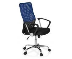 hjh OFFICE 685336 Bürostuhl Drehstuhl FOLEY NET Netzstoff schwarz blau, Bürodrehstuhl ergonomisch, gute Polsterung, mittelhohe Rückenlehne, feste Armlehnen, Schreibtischstuhl, Büro
