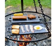 Rosenstein & Söhne Gusseisen Wende-Grillplatte für Ofen, Herd & BBQ Grill, 38x23 cm