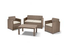 Allibert Lounge Set Polyrattan, Merano Set, Cappuccino / Sand, 124 x 80 x 59 cm, bequeme Lounge Balkonmöbel